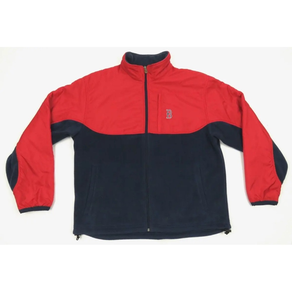 Boston Red Sox Majestic MLB Baseball Fleece Nylon Mens Full Zip Coat Jacket L